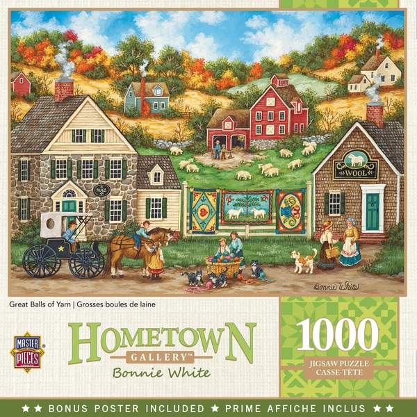 Puzzle Masterpieces: 1000 Piece Hometown Gallery - Great Balls of Yarn