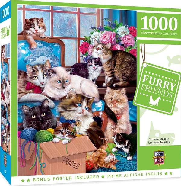 Puzzle Masterpieces: 1000 Piece Furry Friends - Trouble Makers
