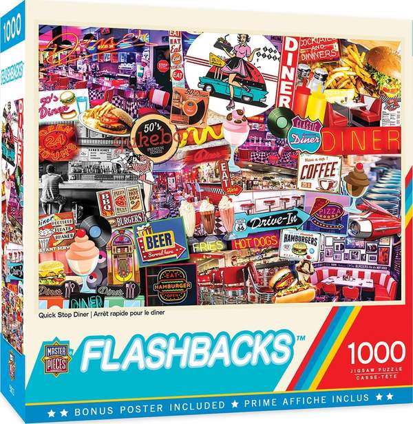 Puzzle Masterpieces: 1000 Piece Flashbacks - Quick Stop Diner
