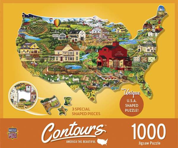 Puzzle Masterpieces: 1000 Piece Shaped Contours - America the Beautiful