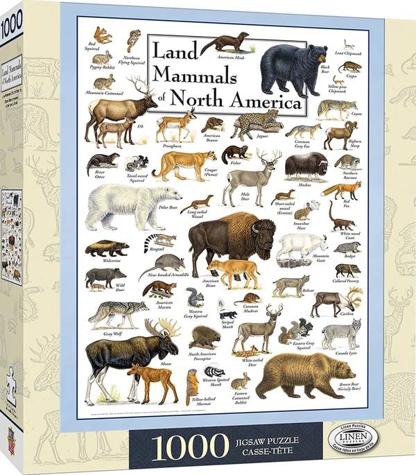 Puzzle Masterpieces: 1000 Piece Field Guide - Land Mammals of North America