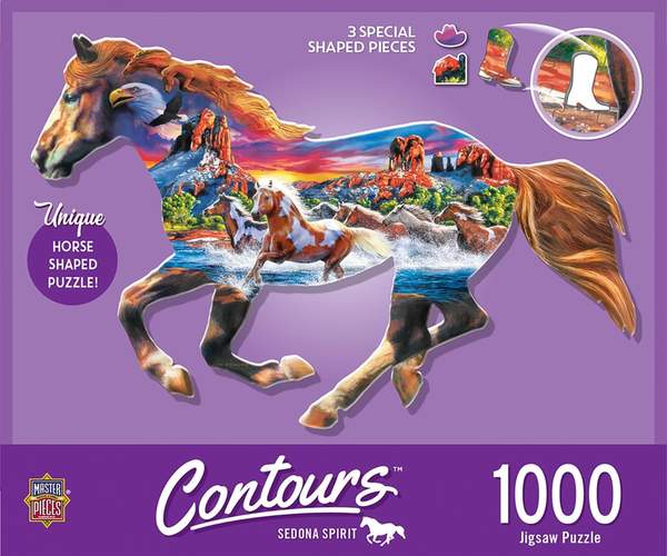 Puzzle Masterpieces: 1000 Piece Shaped Countours - Running Horse