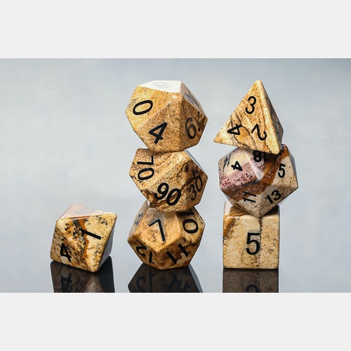 Dice Metallic Dice Co: Poly 7 Set Stone