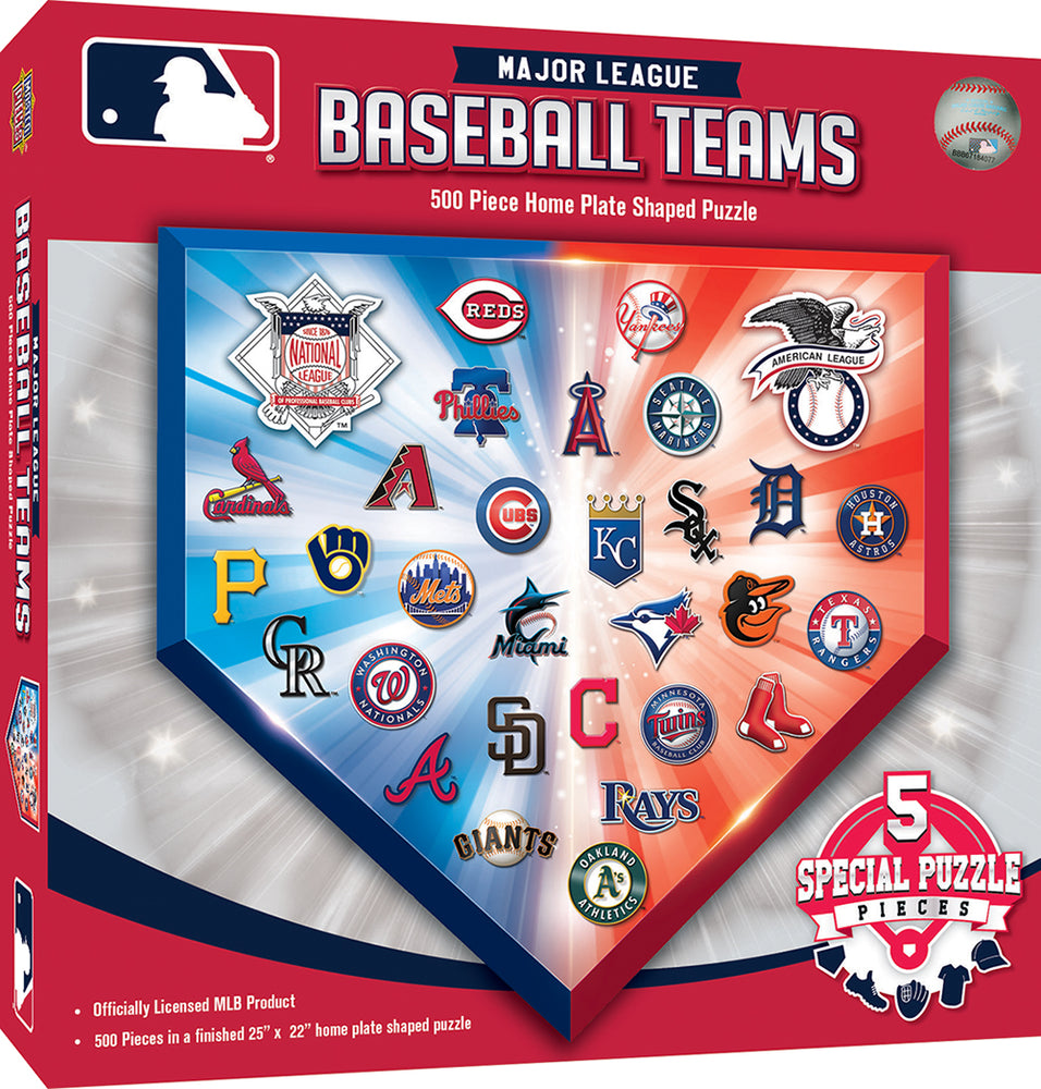 Puzzle Masterpieces:  500 Piece Shaped MLB Team Logos - Homeplate Shaped