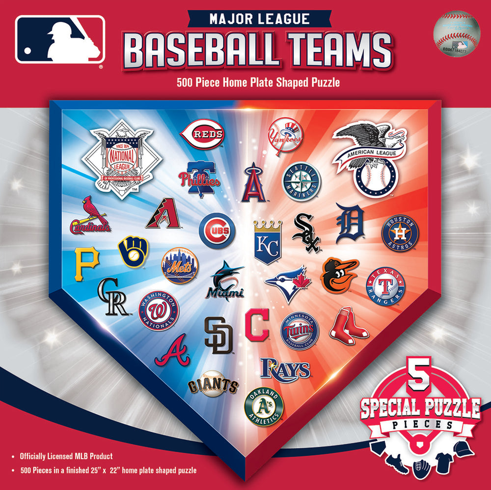 Puzzle Masterpieces:  500 Piece Shaped MLB Team Logos - Homeplate Shaped
