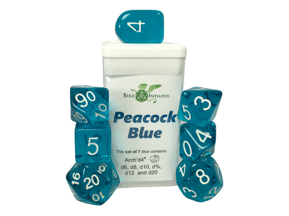 Dice Role 4 Initiative: Poly 7 Set Translucent w/ Arch'd D4