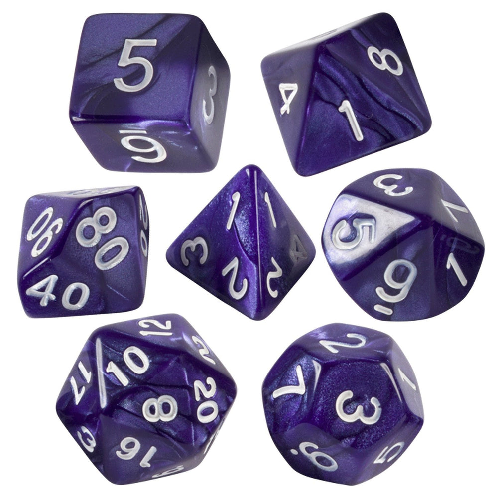 Dice Easy Roller: Poly 7 Set Marble w/Bag