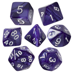 Dice Easy Roller: Poly 7 Set Marble w/Bag