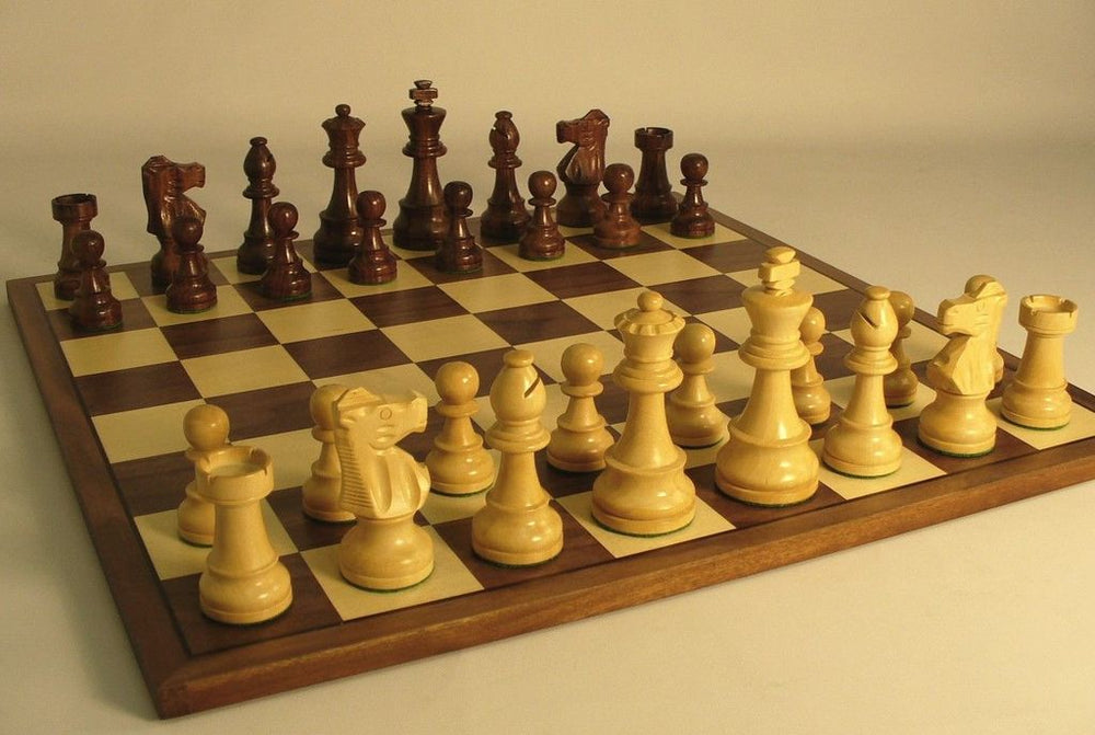 Chess Set 3.75in Sheesham French Style on Walnut Board