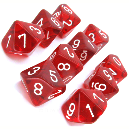 Dice Chessex: D10 Translucent Set of 10