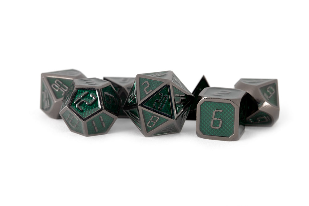 Dice Metallic Dice Co: Poly 7 Set Metal Enamel - Digital Numbers