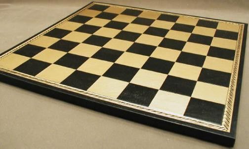 Chess Board: 18in Gold Black Pressed Faux Leather
