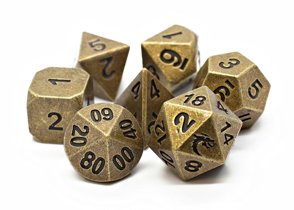 Dice Old School Dice: Poly 7 Set Metal Dwarven