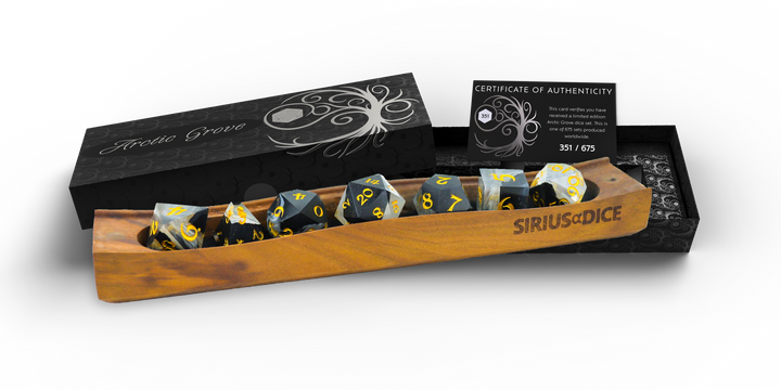 Dice Sirius: Poly 7 Set Wood and Resin