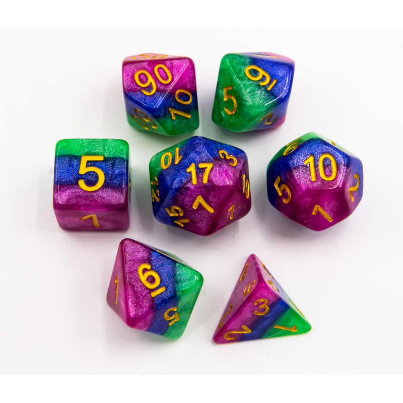 Dice Critical Hit: Poly 7 Set Multi-layer