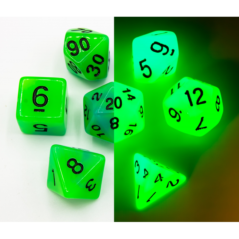 Dice Critical Hit: Poly 7 Set Fusion Glow In Dark