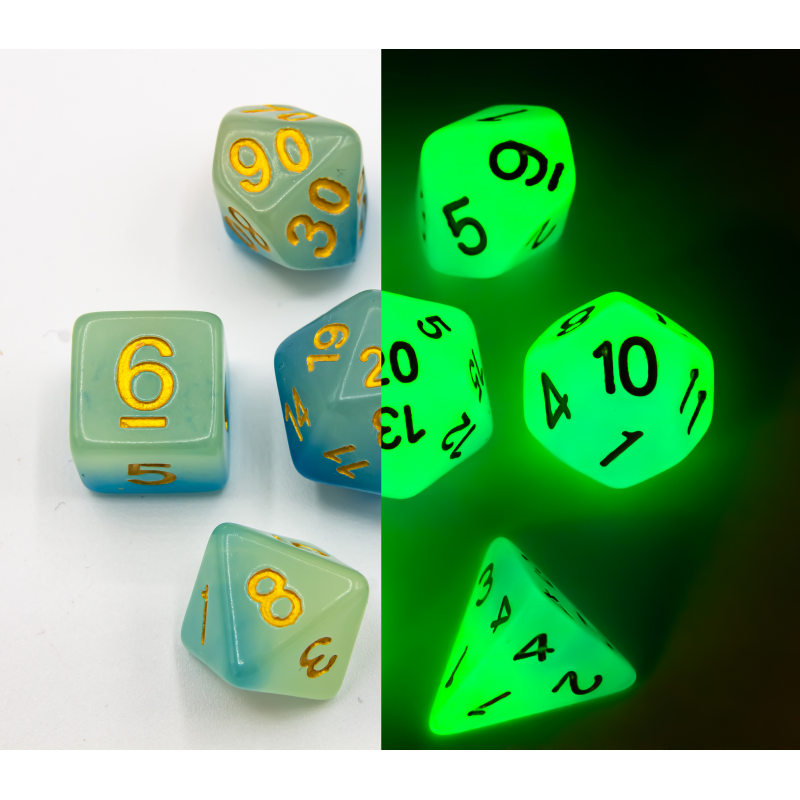 Dice Critical Hit: Poly 7 Set Fusion Glow In Dark