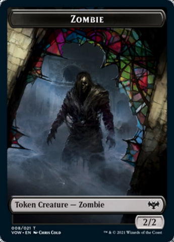 Zombie (008) // Treasure Double-sided Token [Innistrad: Crimson Vow Tokens]