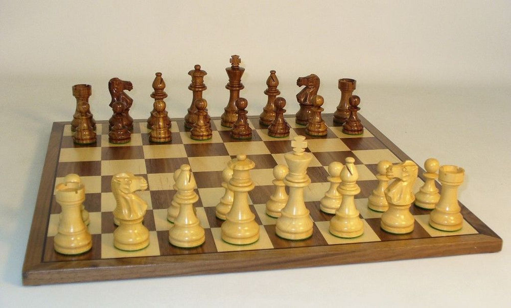 Chess Set 3.75in Sheesham Lardy Style on Walnut Board