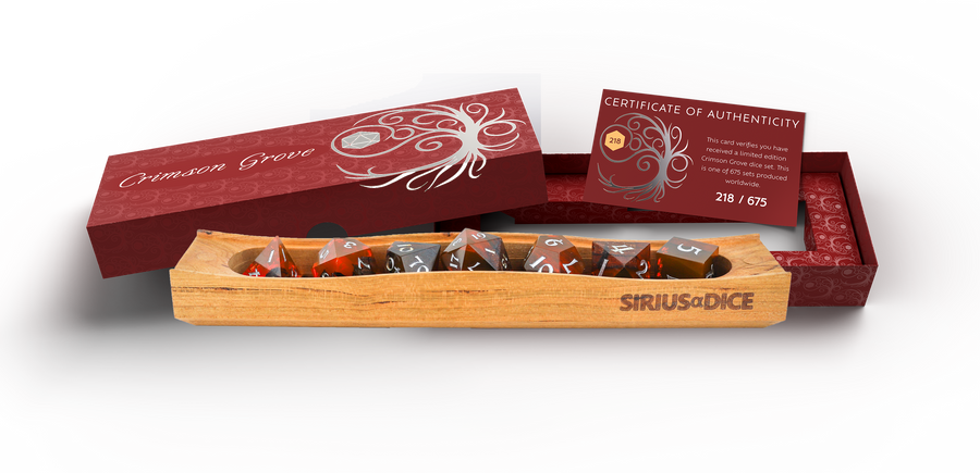 Dice Sirius: Poly 7 Set Wood and Resin