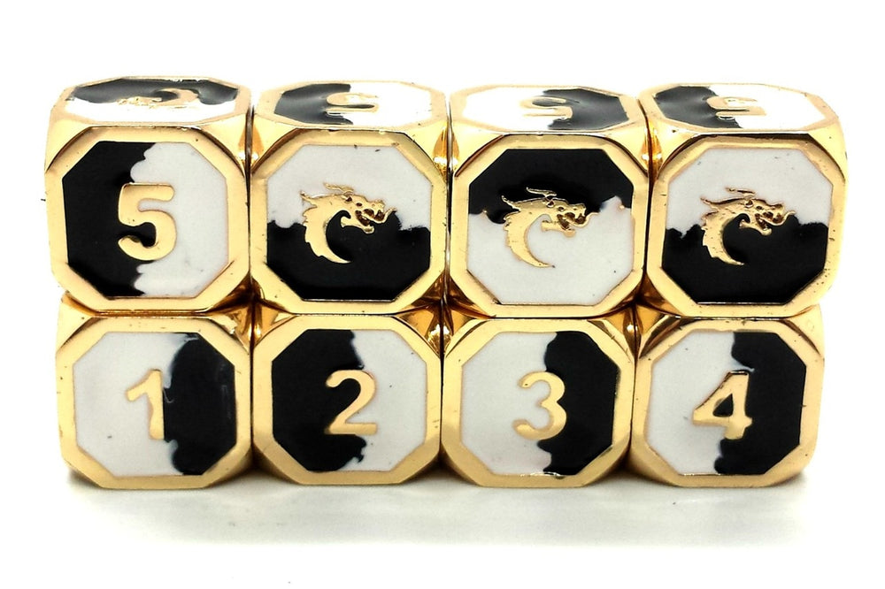 Dice Old School Dice: D6-set Metal Dragon Gold