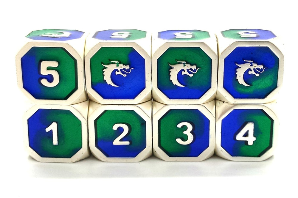 Dice Old School Dice: D6-set Metal Dragon Platinum