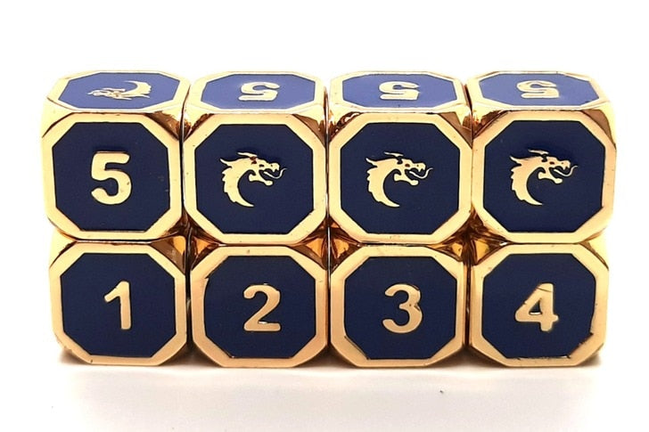 Dice Old School Dice: D6-set Metal Dragon Gold