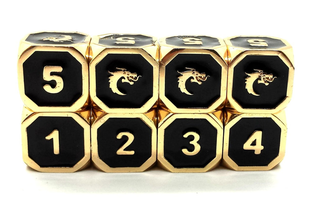 Dice Old School Dice: D6-set Metal Dragon Gold