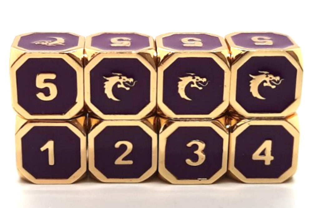 Dice Old School Dice: D6-set Metal Dragon Gold
