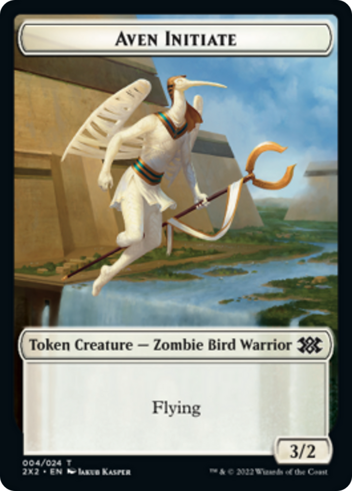 Worm // Aven Initiate Double-sided Token [Double Masters 2022 Tokens]