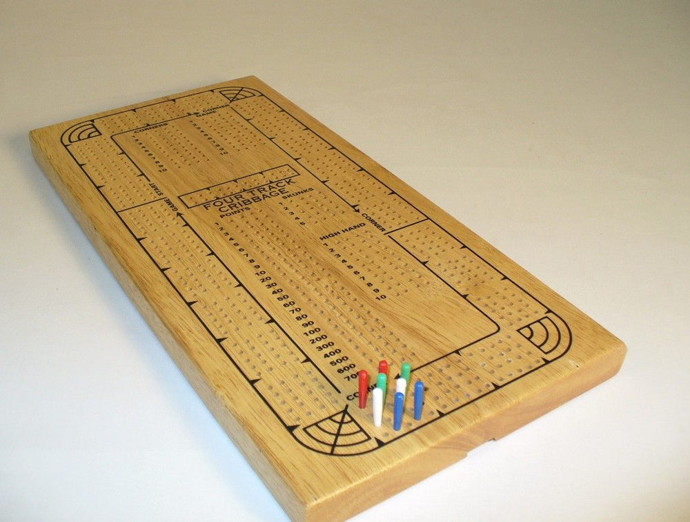 Cribbage 4-Track Natural Wood w/Plastic Pegs