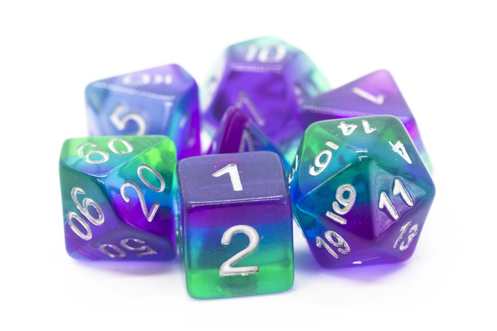 Dice Old School Dice: Poly 7 Set Gradients Transparent