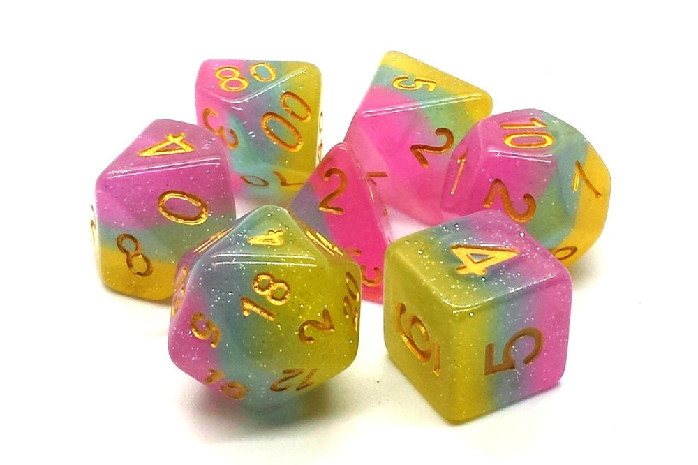 Dice Old School Dice: Poly 7 Set Gradients Transparent