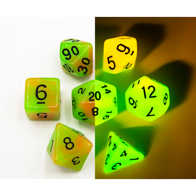 Dice Critical Hit: Poly 7 Set Fusion Glow In Dark