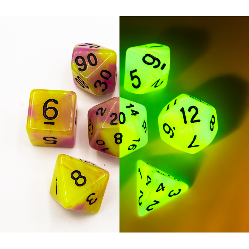 Dice Critical Hit: Poly 7 Set Fusion Glow In Dark