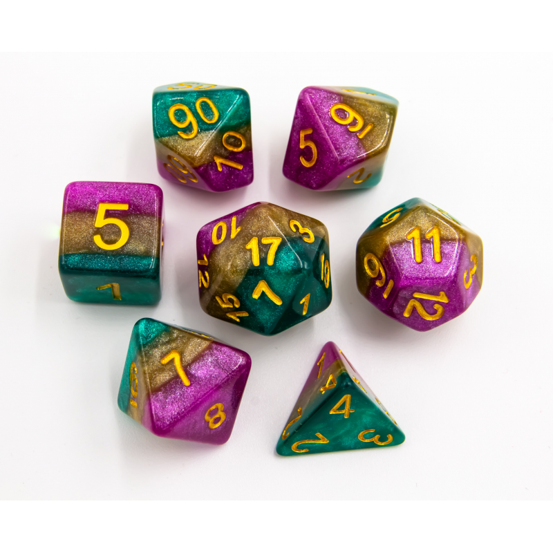 Dice Critical Hit: Poly 7 Set Multi-layer
