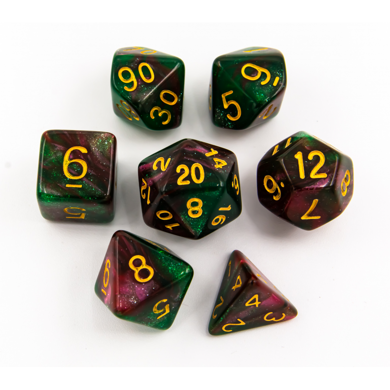 Dice Critical Hit: Poly 7 Set Sparkly Fusion
