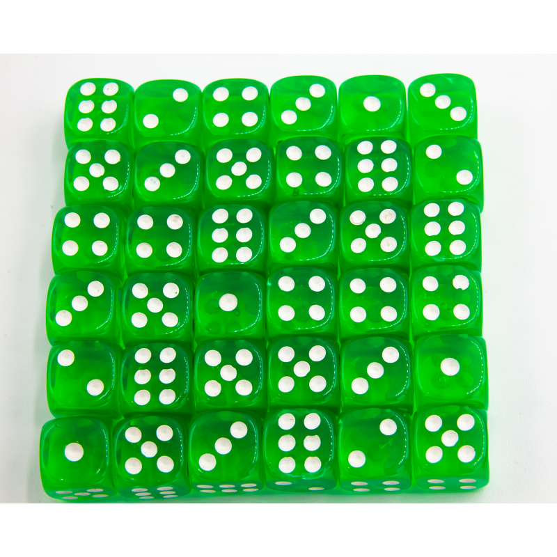 Dice Critical Hit: D06 12mm set of 36 Transparent
