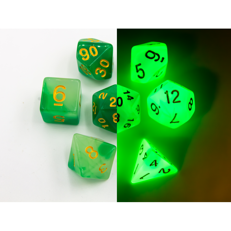 Dice Critical Hit: Poly 7 Set Fusion Glow In Dark