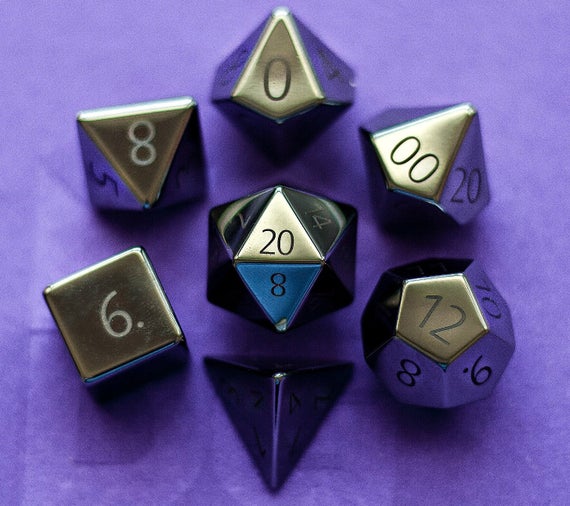 Dice Metallic Dice Co: Poly 7 Set Stone