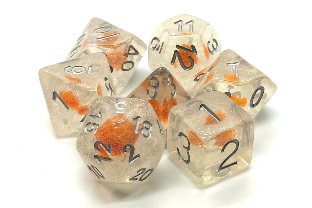 Dice Old School Dice: Poly 7 Set Infused Iridescent Flower
