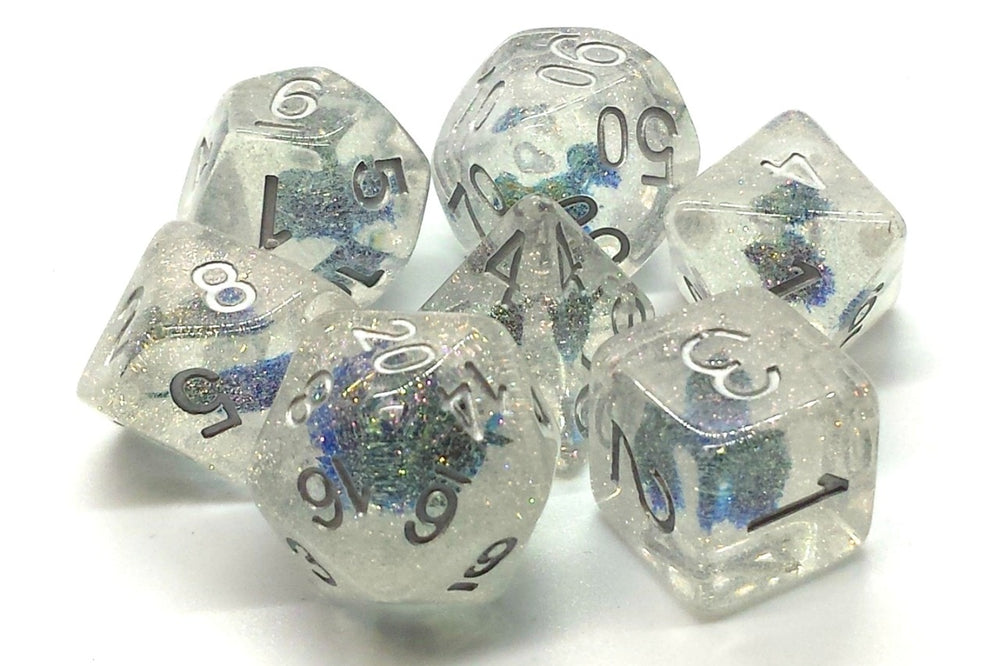 Dice Old School Dice: Poly 7 Set Infused Iridescent Flower