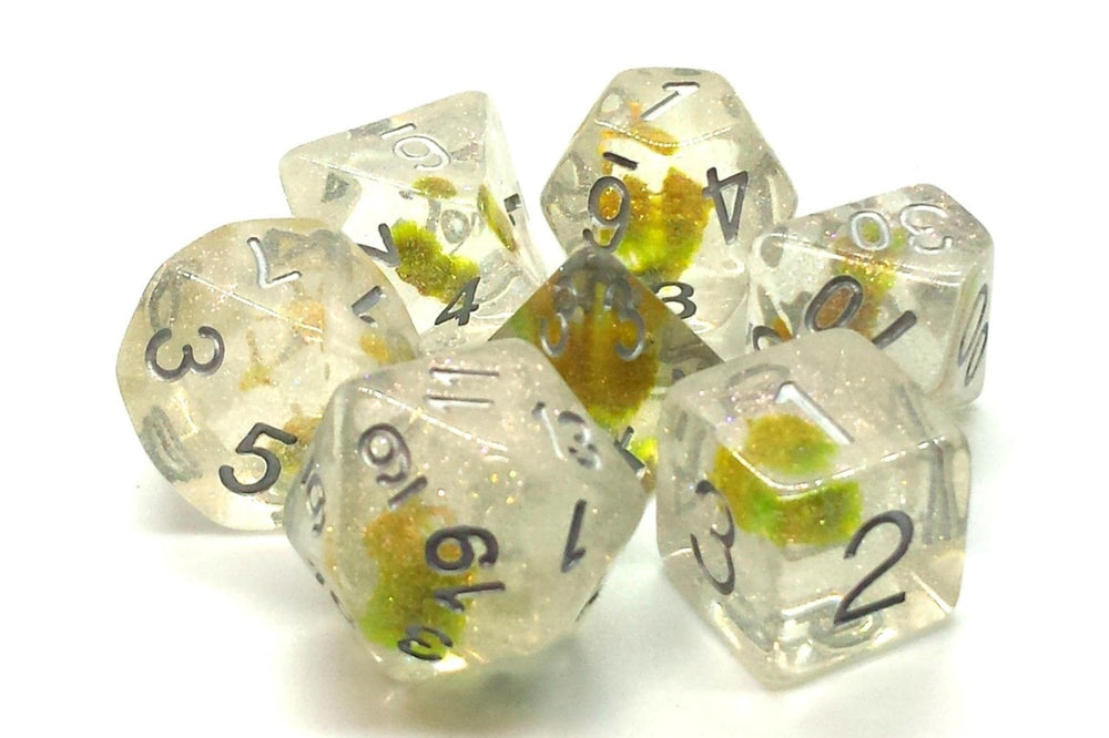 Dice Old School Dice: Poly 7 Set Infused Iridescent Flower