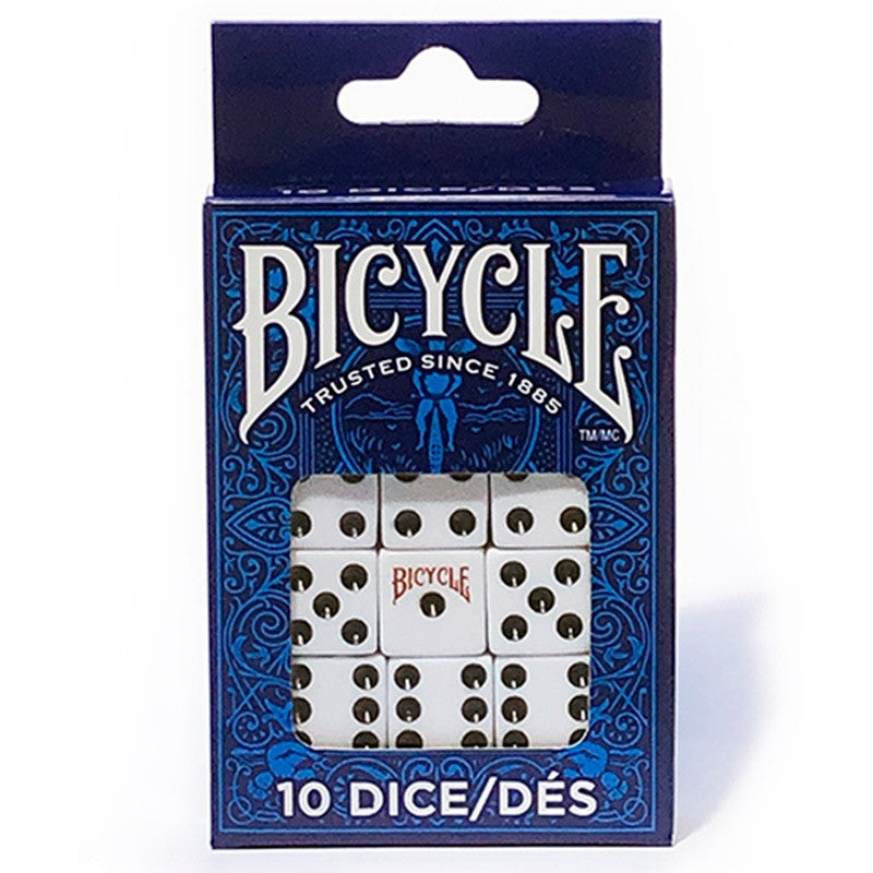 Dice Bicyle: d6 Set of 10 Opaque White with Black