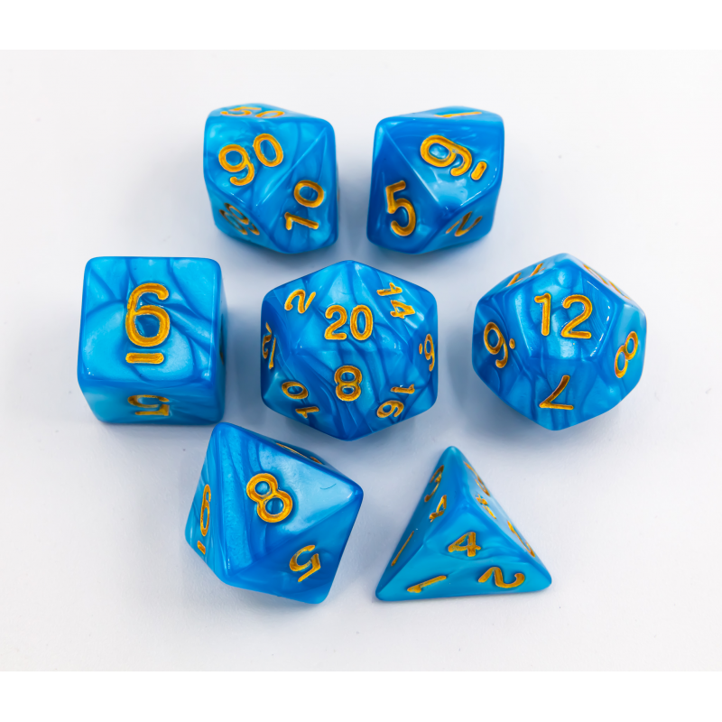 Dice Critical Hit: Poly 7 Set Marbled