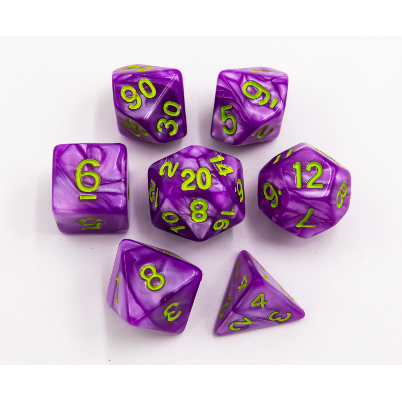 Dice Critical Hit: Poly 7 Set Marbled