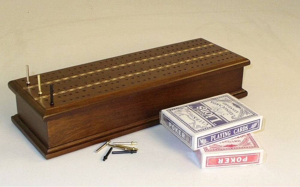 Cribbage Inlaid Walnut w/Hinged Top - Worldwise