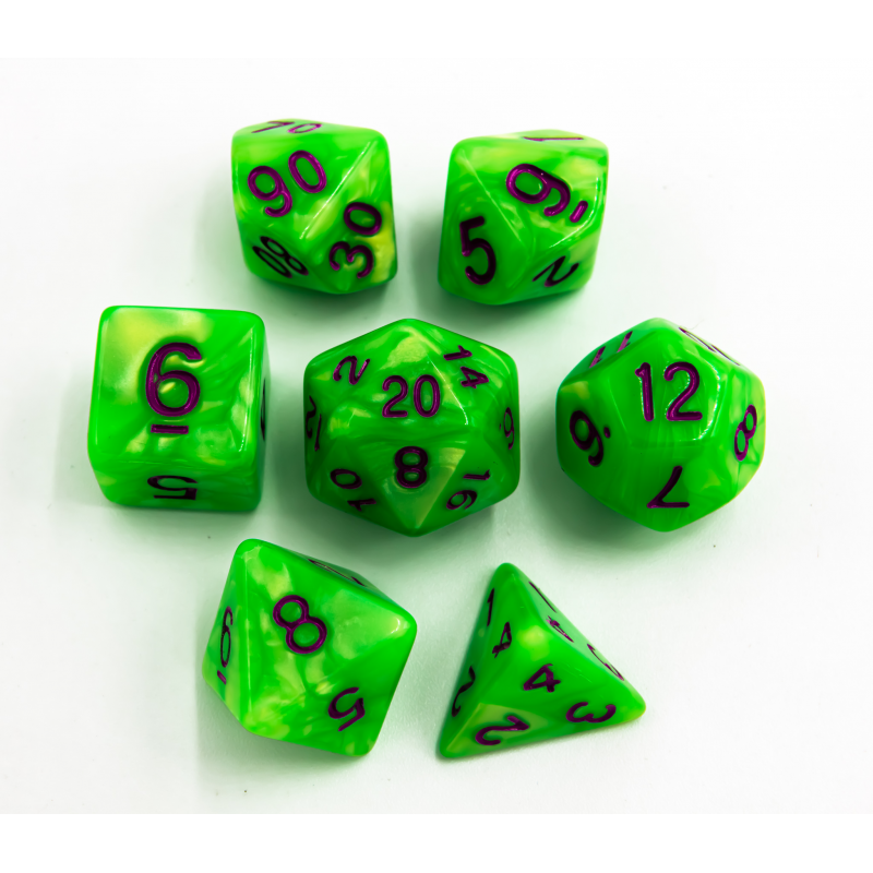 Dice Critical Hit: Poly 7 Set Marbled