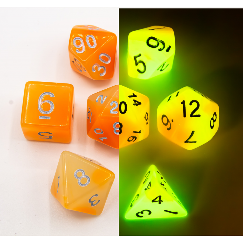 Dice Critical Hit: Poly 7 Set Fusion Glow In Dark