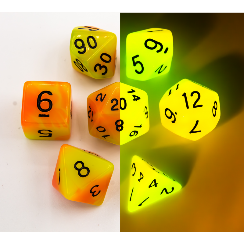 Dice Critical Hit: Poly 7 Set Fusion Glow In Dark